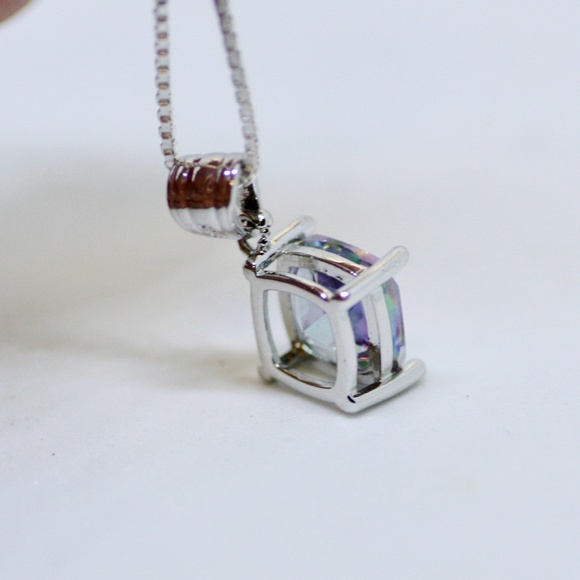 Mystic Rainbow Topaz Pendant Sterling Silver , December Birthstone - Picture 6 of 7